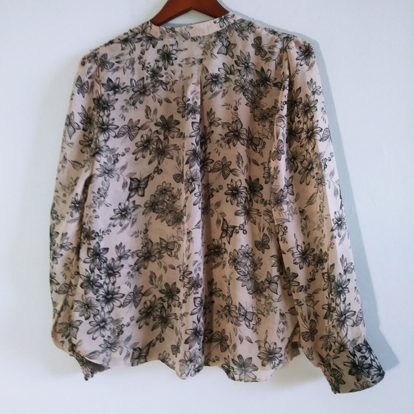Brody Myles Women Floral Tan Button Down Blouse XL - Picture 6 of 10